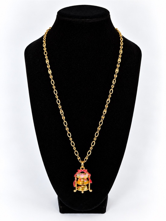 Jewelry - Gold-Tone Pink Accent Pendant Necklace - Women Jewelry